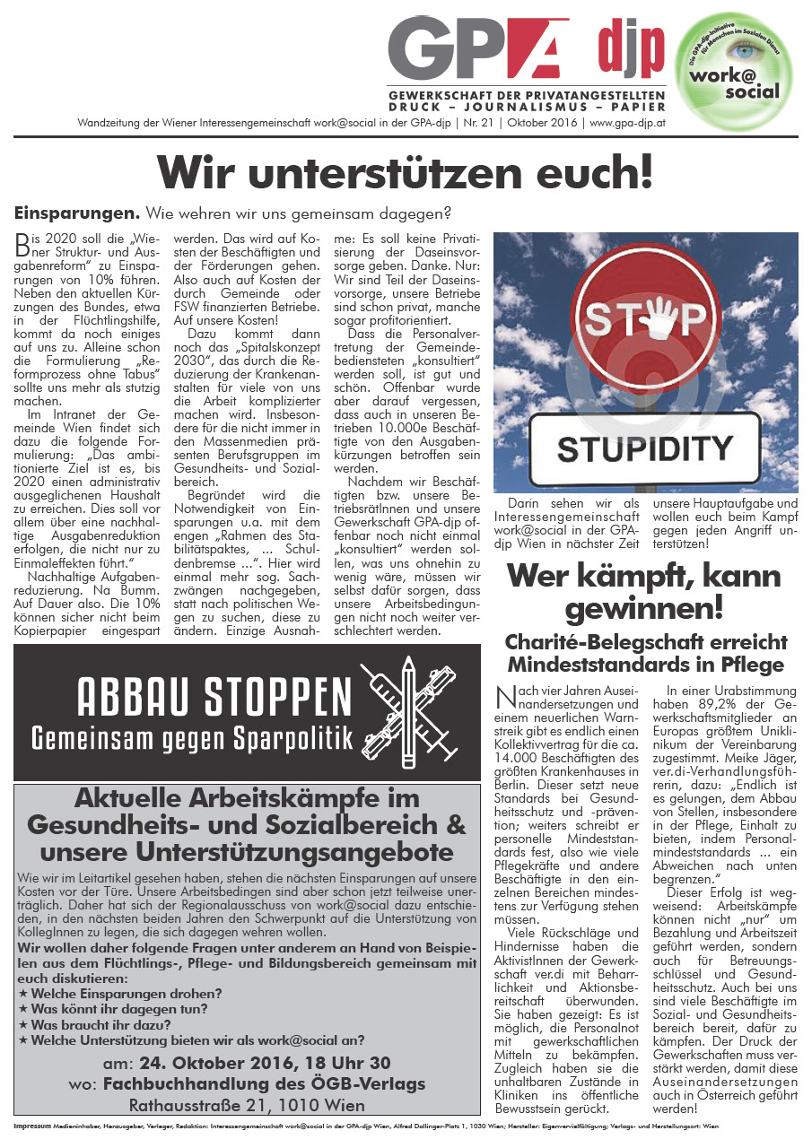 Wandzeitung work@social 21